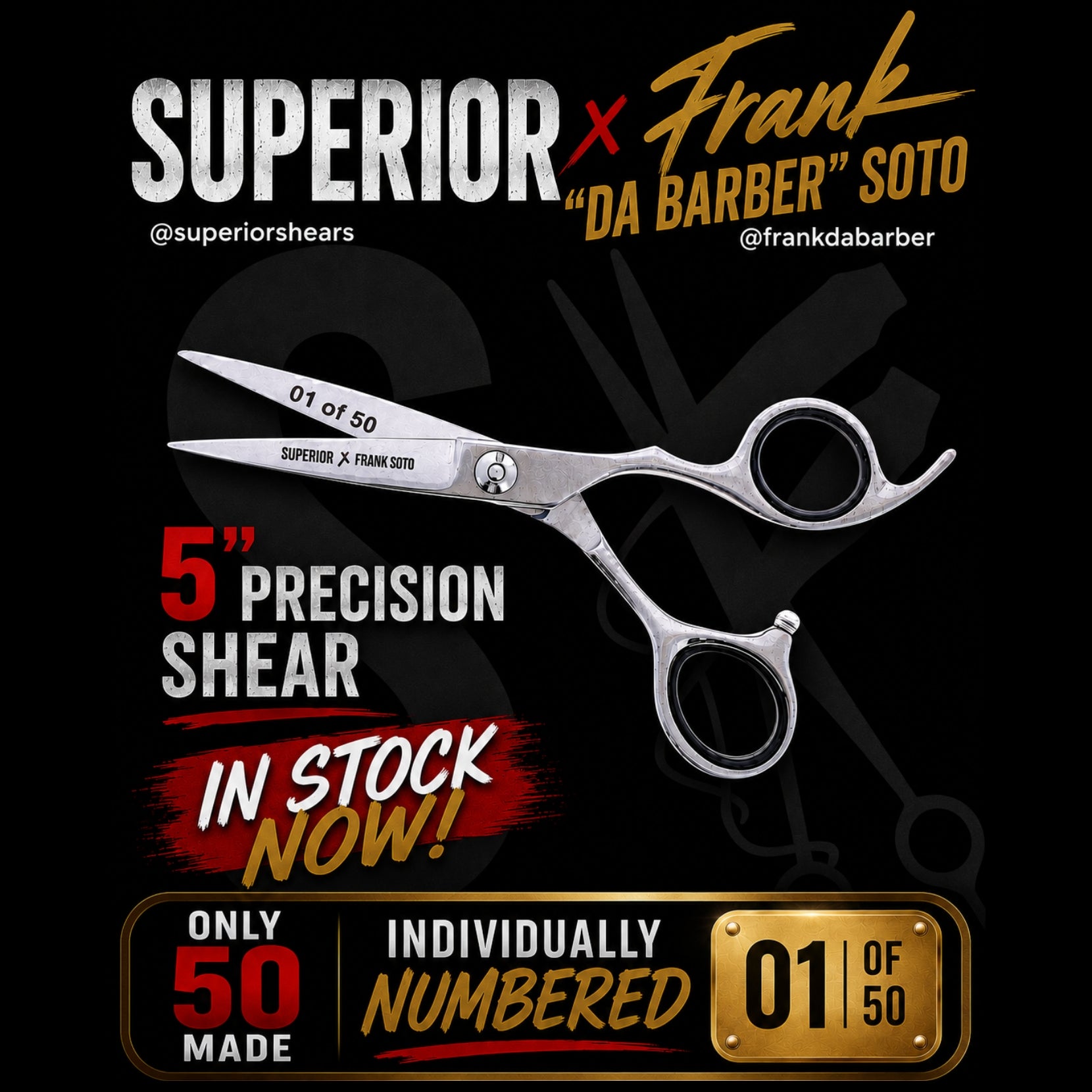 Superior X Frank "Da Barber" Soto 5" Hair Shear Limited Edition