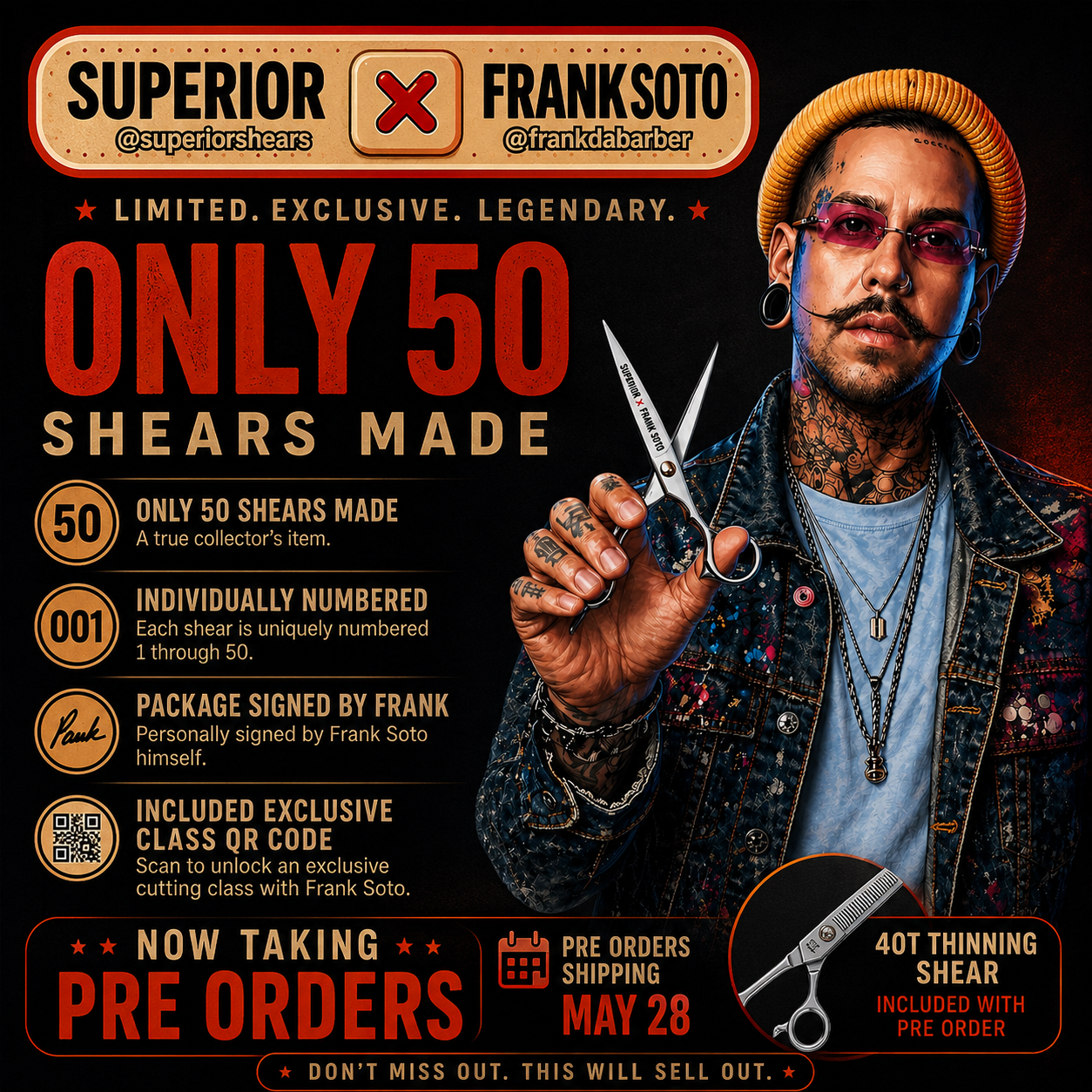 Superior X Frank "Da Barber" Soto 5" Hair Shear Limited Edition